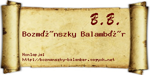 Bozmánszky Balambér névjegykártya